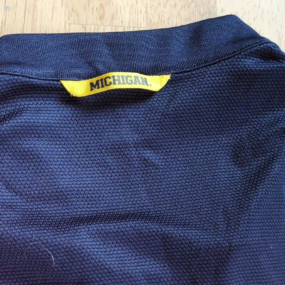Jordan Men's Dark Blue Polo with Yellow Accents